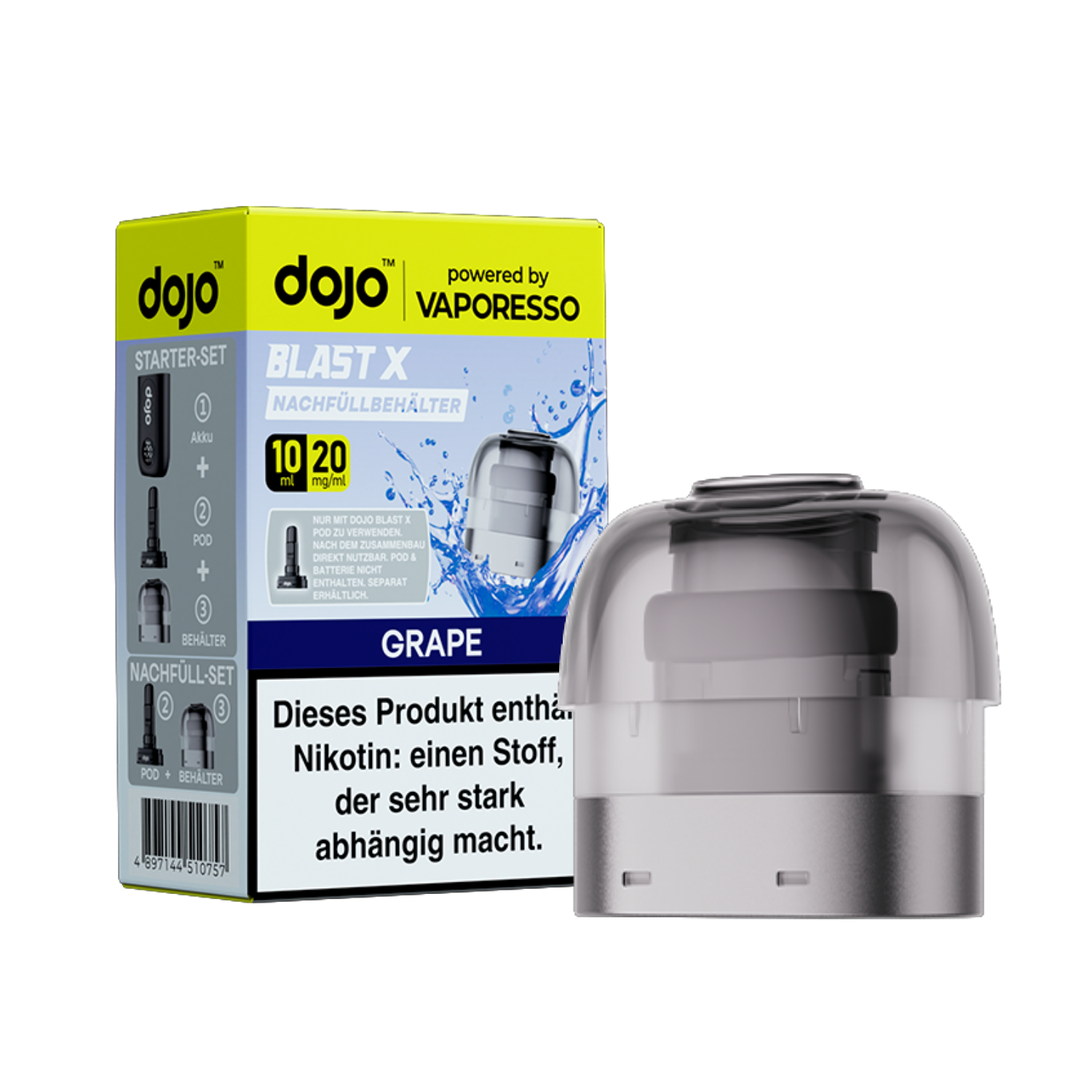 Dojo Blast X, Nachfüllbehälter, Grape 20mg 10ml