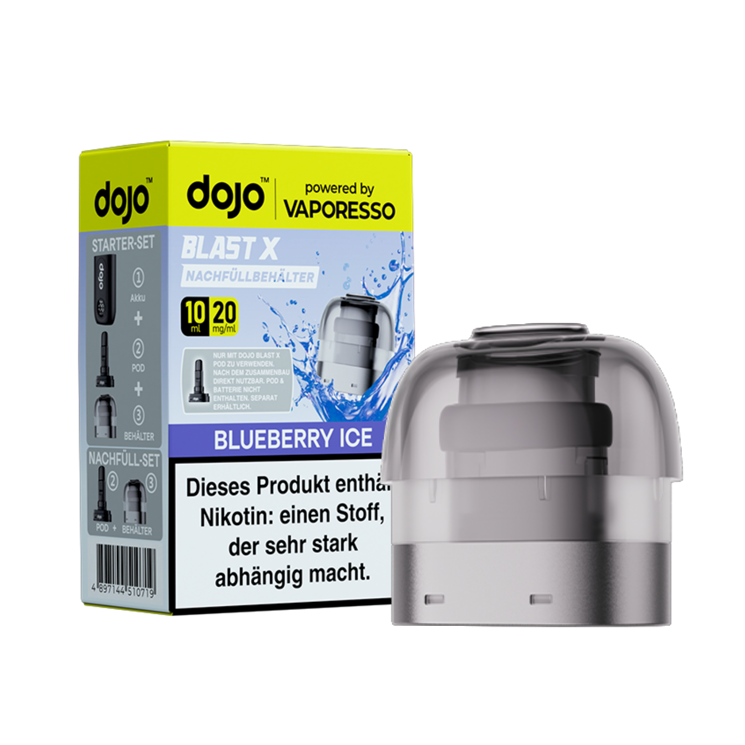 Dojo Blast X, Nachfüllbehälter, Blueberry Ice 20mg 10ml