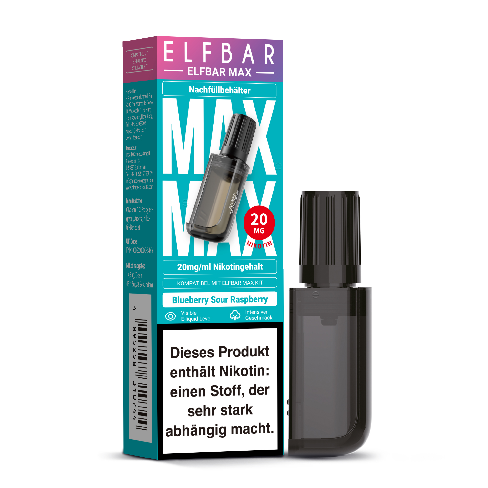 Elfbar Max, Refill Container, Blueberry Sour Raspberry 20mg