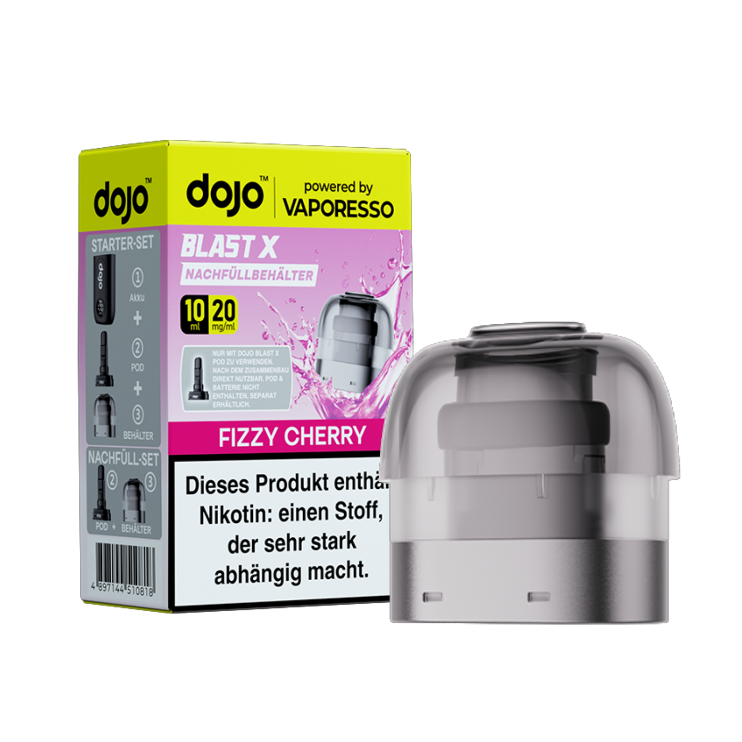 Dojo Blast X, Nachfüllbehälter, Fizzy Cherry 20mg 10ml