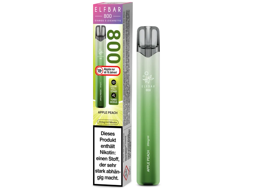 Elfbar 800 Einweg E-Zigarette | 20mg, 2ml | Apple Peach
