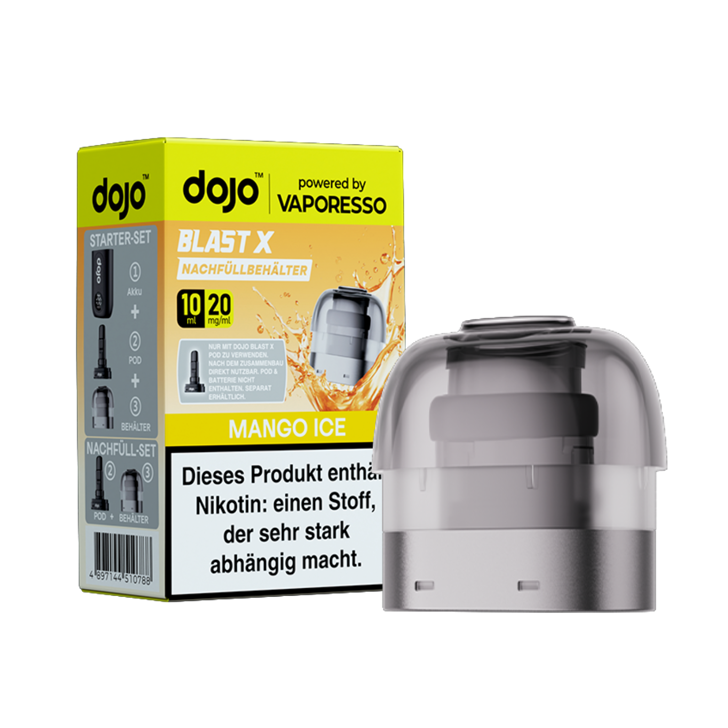 Dojo Blast X, Nachfüllbehälter, Mango Ice 20mg 10ml