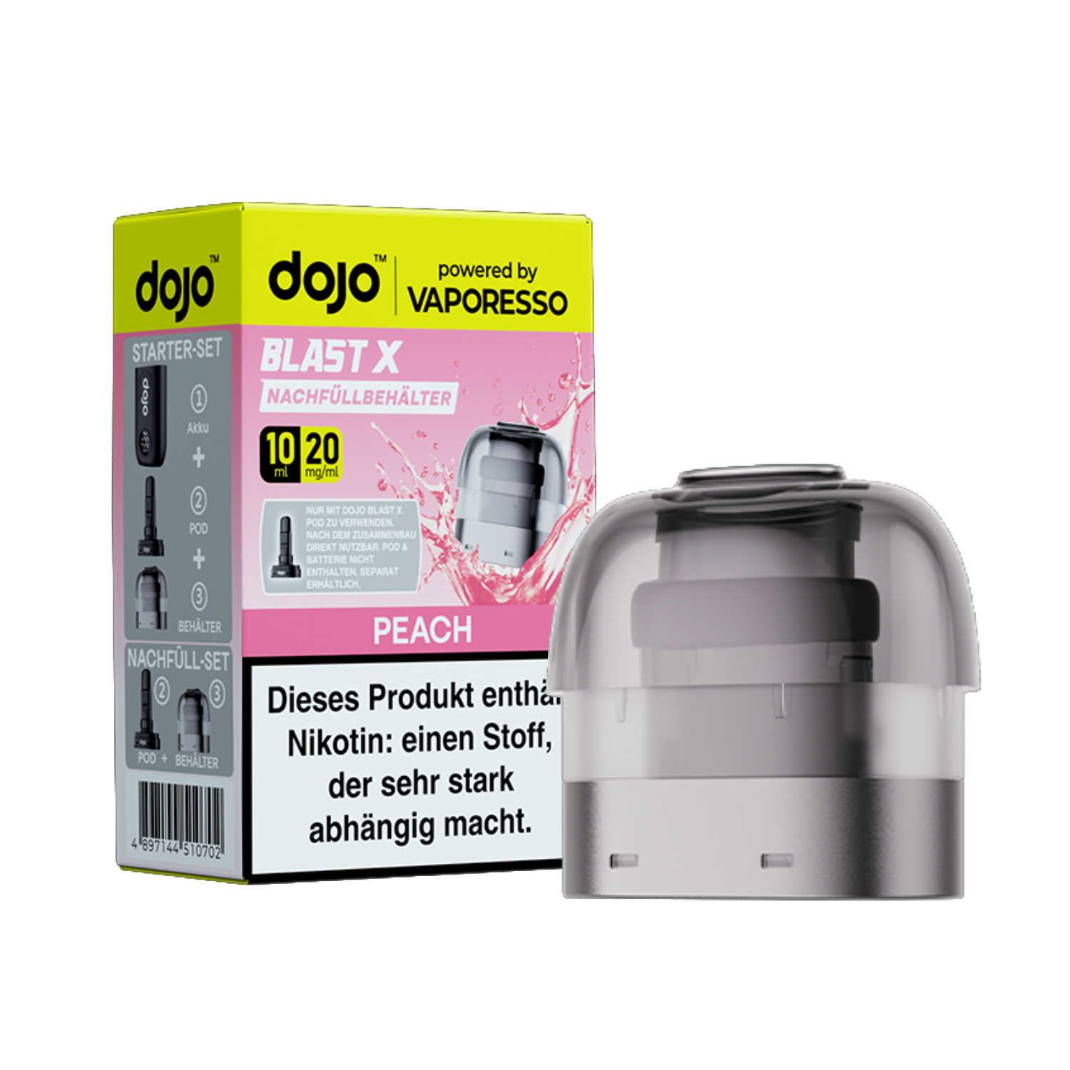 Dojo Blast X, Nachfüllbehälter, Peach 20mg 10ml