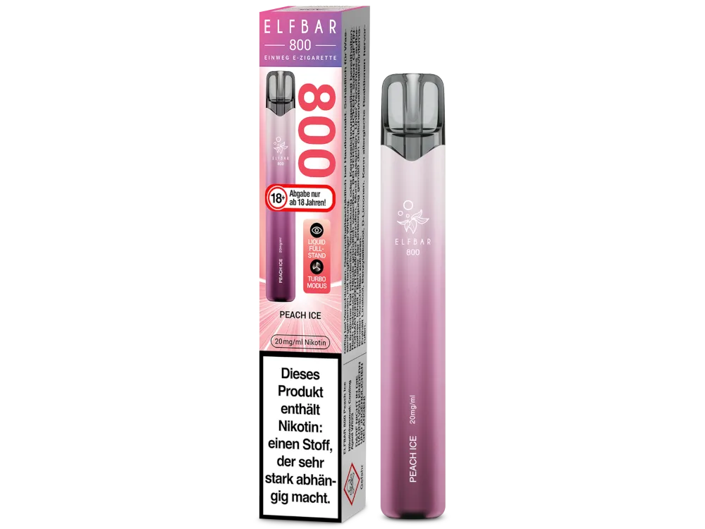 Elfbar 800 Einweg E-Zigarette | 20mg, 2ml | Peach Ice