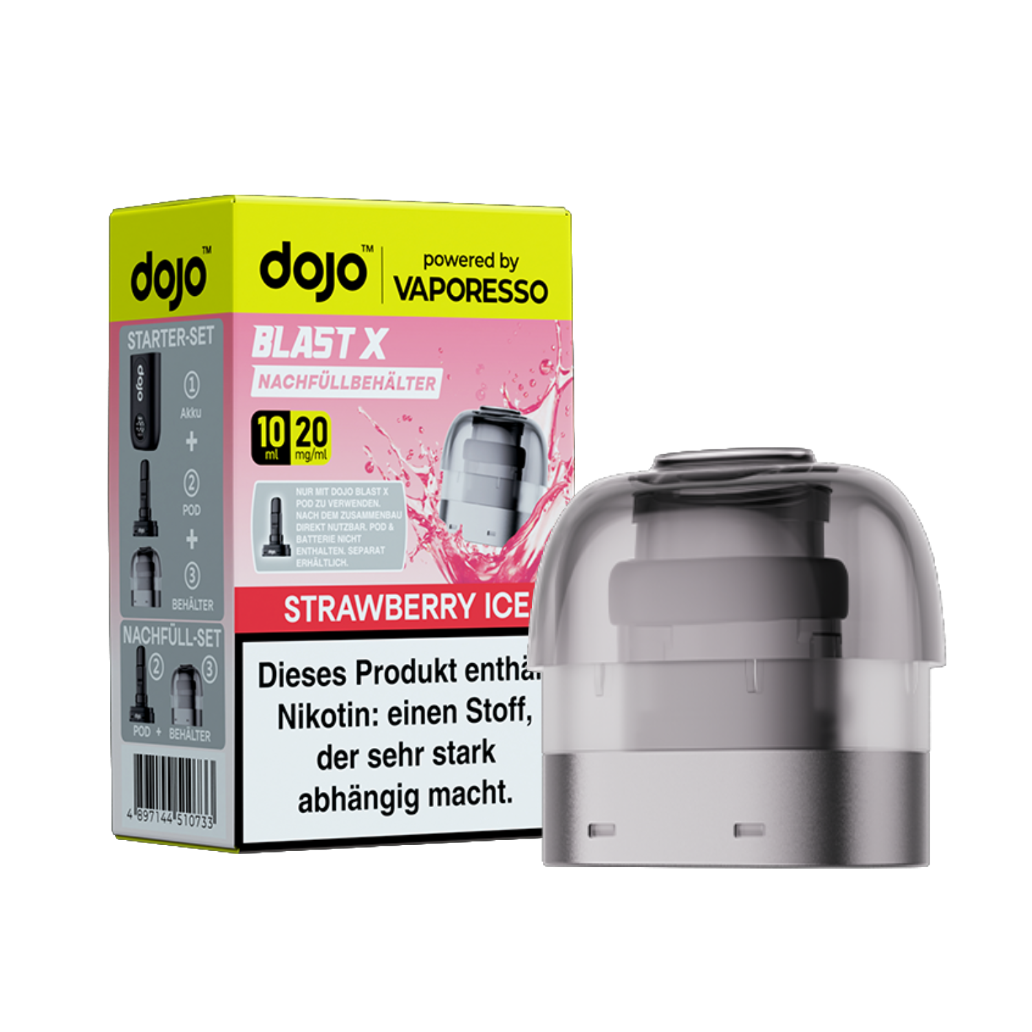Dojo Blast X, Nachfüllbehälter, Strawberry Ice 20mg 10ml