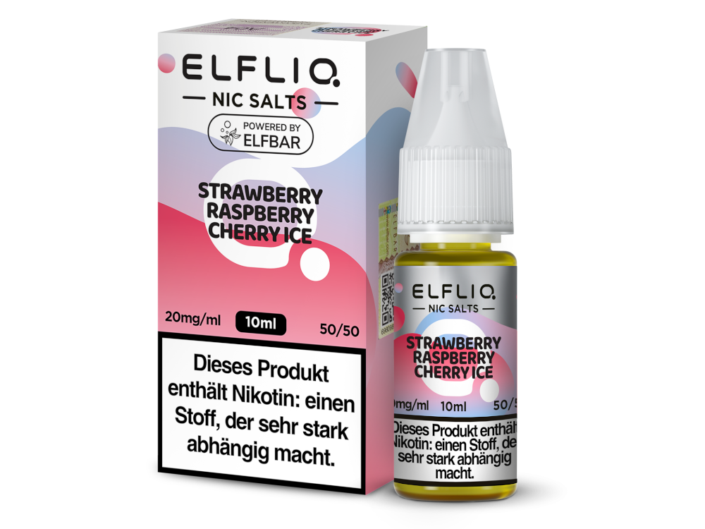 ELFLIQ, Strawberry Raspberry Cherry Ice, Nikotinsalz Liquid 20mg 10ml